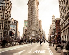 A wall art photo of the Flatiron building in New York City