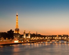 wall art photo of pont Alexandre and Eiffel tower after sunset